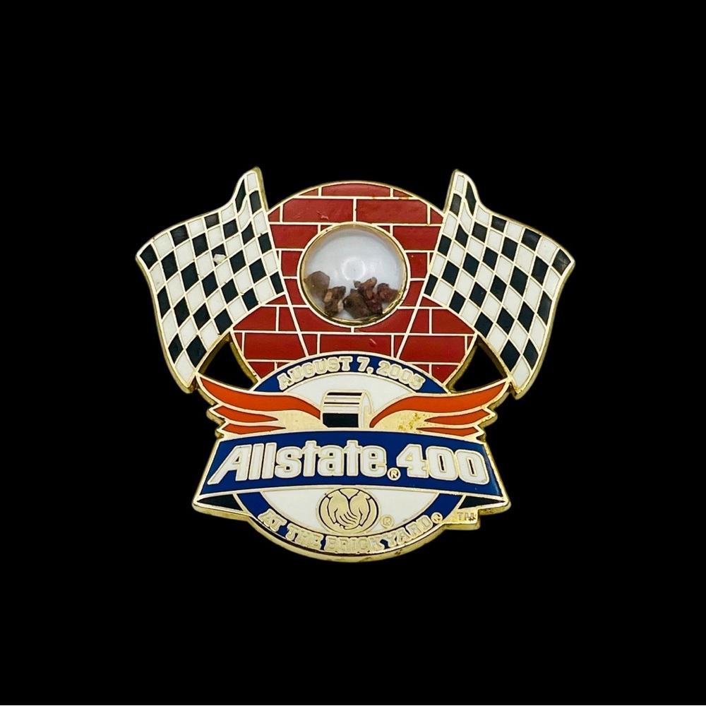 NASCAR Indy Raceway Allstate 400 Brickyard Pin With Brick Pieces Collectible